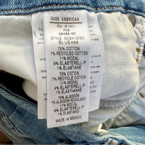 GOOD AMERICAN GOOD CURVE SHORT DISTRESSED DENIM size 4 cut offs - Picture 6 of 6